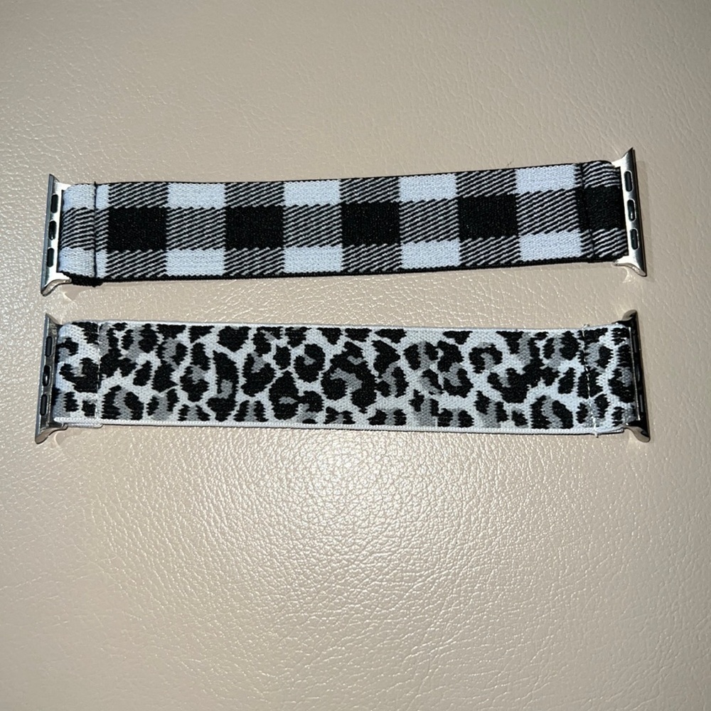 Black and white cloth stretch fit Apple Iwatch watch bands
